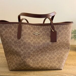 Coach Tan/Brown Signature Canvas Tote